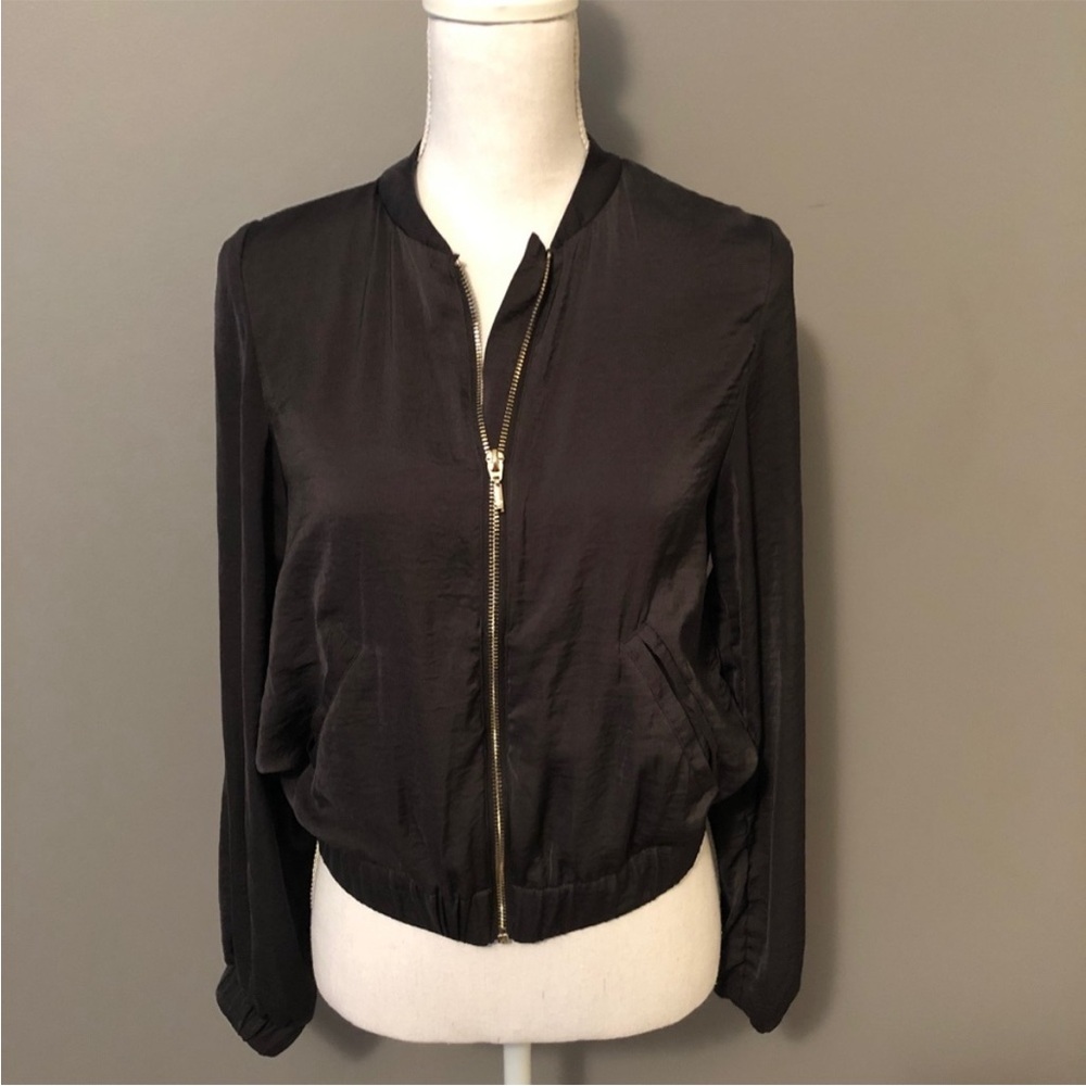 Black Satin Bomber Jacket